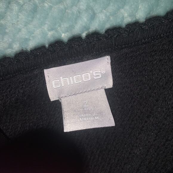 Chico's Women Knit Basic Pullover Top Women's Large Black Classic Soft - Picture 2 of 5